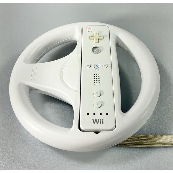 Nintendo Wii White RVL-003 Motion Remote Controller with Steering Wheel Tested - Picture 4 of 11